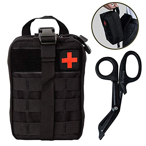 Weelth Médica Bolsa Primeros Auxilios Bolsa Táctica Compacta Botiquín y el Esquileo de los Primeros Auxilios (Negro)