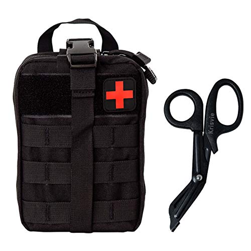 Weelth Médica Bolsa Primeros Auxilios Bolsa Táctica Compacta Botiquín y el Esquileo de los Primeros Auxilios (Negro)