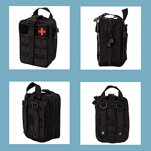 Weelth Médica Bolsa Primeros Auxilios Bolsa Táctica Compacta Botiquín y el Esquileo de los Primeros Auxilios (Negro)