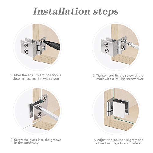 WEKON 4pcs Bisagra de Vídrio, Bisagra para Puerta Cristal, Abrazadera de Puerta Cristal Apto para Vidrio de 5-8MM Aleación de Zinc para Mueble Gabinete Vitrina Abertura 0℃