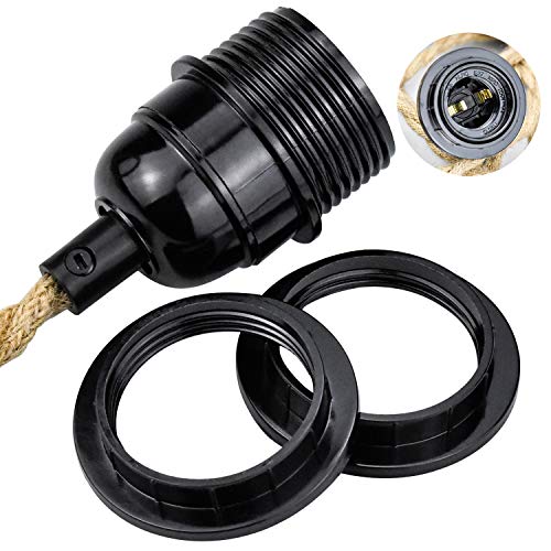 WEKON Cable de Cáñamo para Lámpara, Cable de Cañamo para Lámpara de Techo, Cacable de Luz con Cuerda de Cáñamo 3.5M Tipo E26 250V 3A con Cable y Interruptor Color Marrón Natural