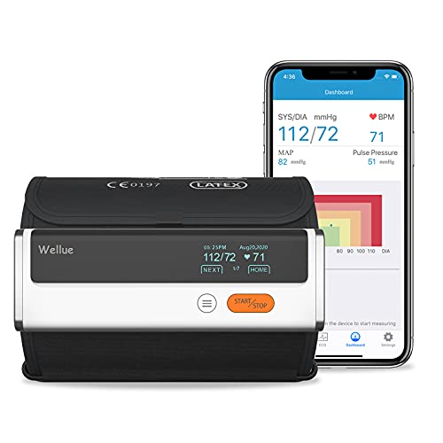Wellue Armfit Plus Tensiómetro de Brazo Digital con Función de ECG, Monitor para la Presión Arterial, APP de Conexión Bluetooth para iOS y Android