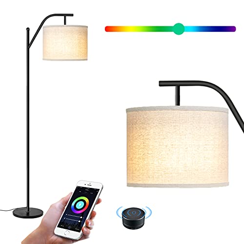 Wellwerks Lámpara de Pie, Moderna Lámpara de Lectura Temperatura de Color Ajustable y RGB Luz Regulable, WiFi Inteligente APP Control con Amazon Alexa /Google Home