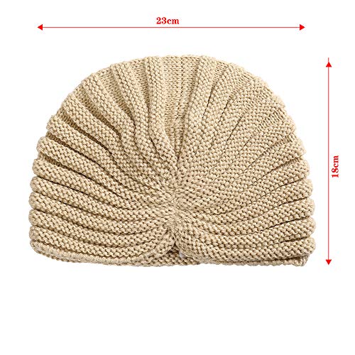 WELROG Gorro Turbante de Punto para Mujer Gorra Cruzada de Invierno con Cruzado para Mujer Tapa de Pila para el cáncer Pérdida de Cabello con Alopecia de quimioterapia (Negro