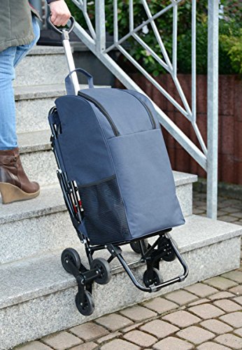 Wenko 84601500 de la Maleta con Ruedas y con Asiento de Coche, Triciclo con Sistema para Subir escaleras, Capacidad de la 35 L, Aluminio, 36,5 x 103 x 65 cm, Colour Plateado Mate