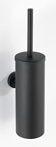 WENKO Escobillero WC Bosio Black mate - Portaescobillas cerrado para el WC, Acero inoxidable, 9 x 40.5 x 13 cm, Mate