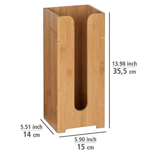 Wenko Portarrollos de pie de Reserva Bambusa, Bambú, Marrón, 15 x 14 x 35.5 cm