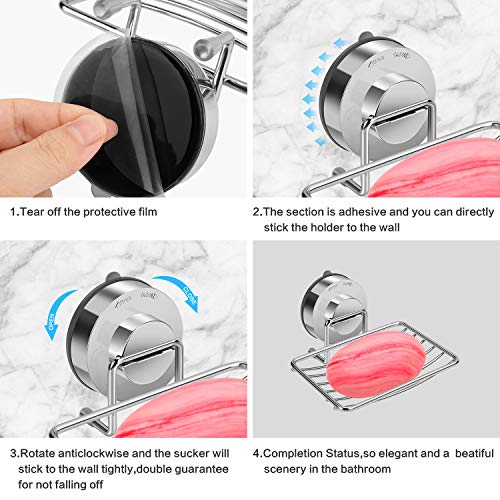 WERPOWER Jabonera Montado en la Pared, Cesta de Jabón Acero Inoxidable a Prueba de Herrumbre Ventosa de Aspiración fácil de Limpiar, Secar, Detener el Jabón Mohoso para la Cocina del Baño