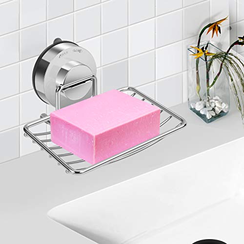 WERPOWER Jabonera Montado en la Pared, Cesta de Jabón Acero Inoxidable a Prueba de Herrumbre Ventosa de Aspiración fácil de Limpiar, Secar, Detener el Jabón Mohoso para la Cocina del Baño