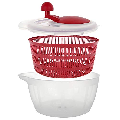 Westmark Ensaladera, Capacidad: 5 litros, ø 26 cm, Plástico, Sin BPA, Fortuna, Color: transparente/Rojo, 24322200