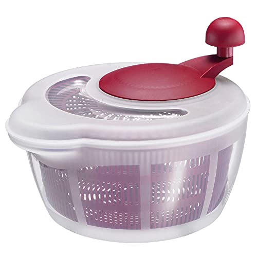 Westmark Ensaladera, Capacidad: 5 litros, ø 26 cm, Plástico, Sin BPA, Fortuna, Color: transparente/Rojo, 24322200