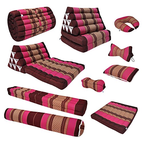 wifash Cojín tailandés Barra, Almohada, sofá, Fabricado en Tailandia, Bordeaux/Rosa (81411)