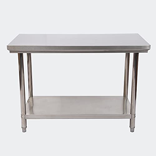 WilTec Mesa Trabajo Acero INOX Mesa jardín 100x60x85 cm Ajustable