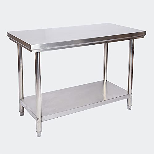 WilTec Mesa Trabajo Acero INOX Mesa jardín 100x60x85 cm Ajustable