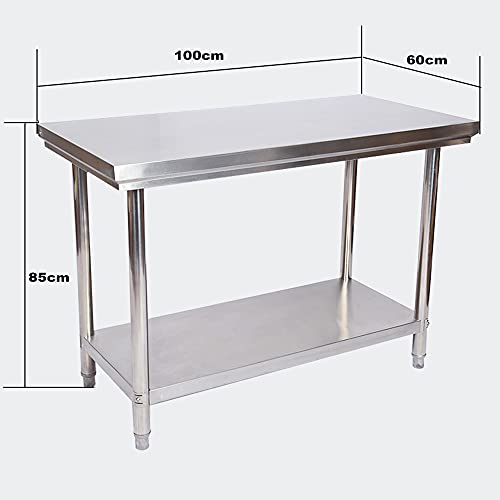 WilTec Mesa Trabajo Acero INOX Mesa jardín 100x60x85 cm Ajustable