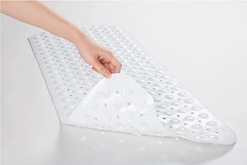 Wimaha Esteras Extra largas para bañera Alfombras Antideslizantes para baño, Antibacterial, BPA, Libre de látex sin ftalato,Lavable a máquina,Ideal para bebés,39”x16“, Blanco