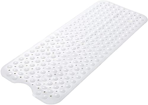 Wimaha Esteras Extra largas para bañera Alfombras Antideslizantes para baño, Antibacterial, BPA, Libre de látex sin ftalato,Lavable a máquina,Ideal para bebés,39”x16“, Blanco