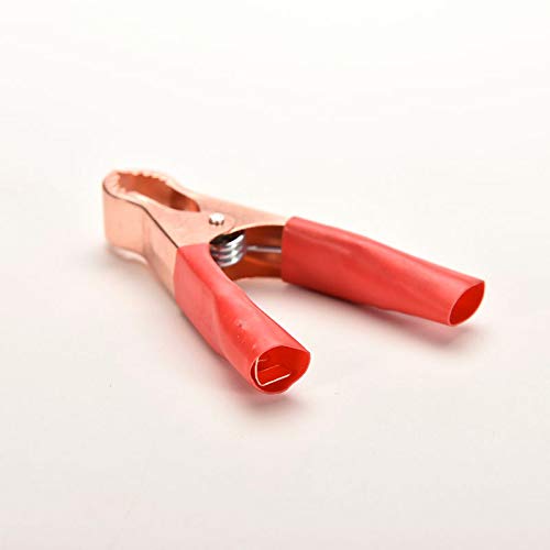 Winbang Abrazaderas de Batería, 2 Pcs Pinzas de Cocodrilo de Metal Clip de Cocodrilo Rojo y Negro para Cargador de Batería, Tamaño Pequeño 77 mm