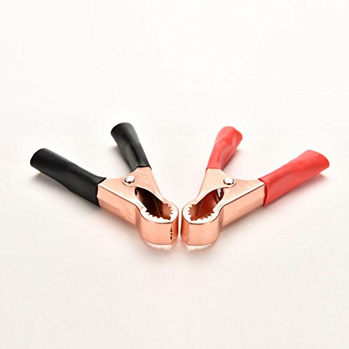 Winbang Abrazaderas de Batería, 2 Pcs Pinzas de Cocodrilo de Metal Clip de Cocodrilo Rojo y Negro para Cargador de Batería, Tamaño Pequeño 77 mm