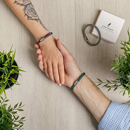 Wind Passion Pulsera Náutica Brazalete Cuerda Trenzada Magnética para Hombre y Mujer, Tall XX-Large