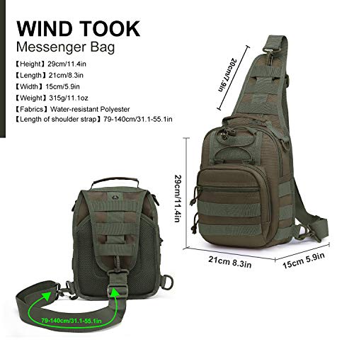 Wind Took Bolsa Bandolera Bolsa de Pecho Táctica Estilo Militar Bolso Bandolera de Hombre Bolso Cruzada Hombre Bolsa de Pecho Sling Bag Crossbody para al Aire Libre Camping Ciclismo