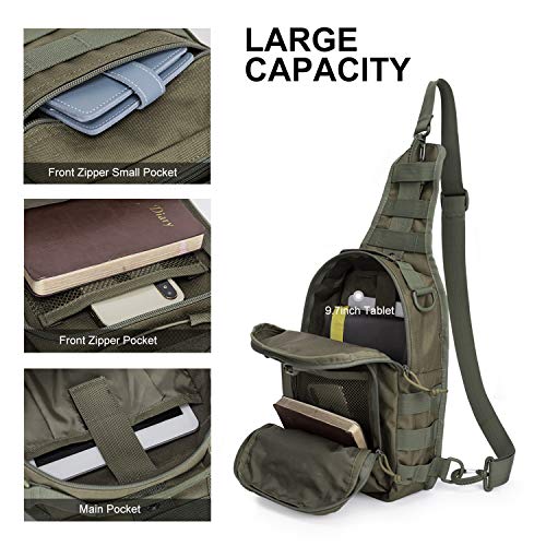 Wind Took Bolsa Bandolera Bolsa de Pecho Táctica Estilo Militar Bolso Bandolera de Hombre Bolso Cruzada Hombre Bolsa de Pecho Sling Bag Crossbody para al Aire Libre Camping Ciclismo