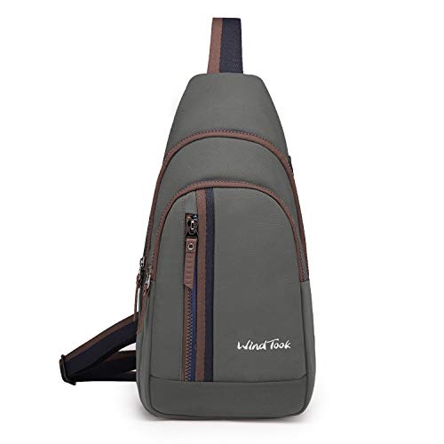 Wind Took bolsa bandolera mochila pequeña bolso pecho hombre y mujer bolso hombro bolso desportiva mochila de ocio multipropósito 19 x 9.5 x 35cm gris