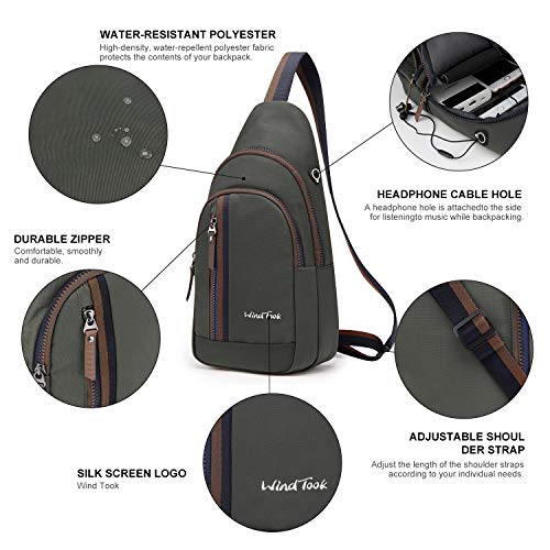 Wind Took bolsa bandolera mochila pequeña bolso pecho hombre y mujer bolso hombro bolso desportiva mochila de ocio multipropósito 19 x 9.5 x 35cm gris