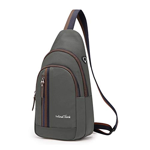 Wind Took bolsa bandolera mochila pequeña bolso pecho hombre y mujer bolso hombro bolso desportiva mochila de ocio multipropósito 19 x 9.5 x 35cm gris