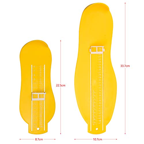 Winfred 2Pcs Medidor de Pies para Adultos y Niños, 17 a 47, Dispositivos de Medición de Zapatos, Amarillo, Medición de Pies, Regla de Medición de la Longitud del Pie