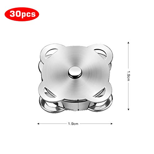 Winfred 30pcs Magnético de Botón de Metal Coser Botón De Imán De Costura Prendas de Metal Botones de Presión Magnético Ideal para Coser, Álbumes de Recortes, Manualidades, Ropa, Bolsos