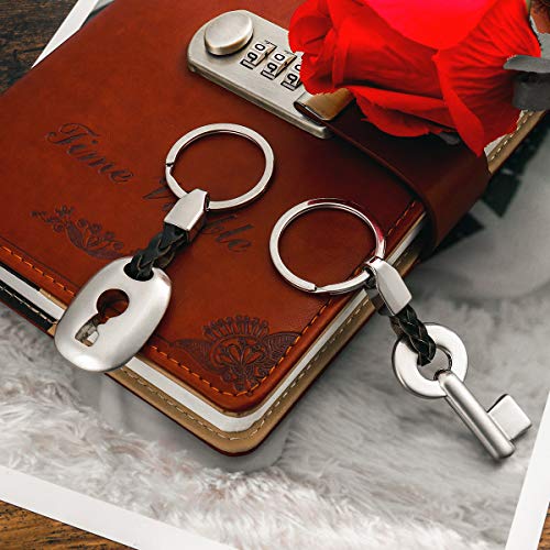 WINOMO Llavero de los Pares Llavero de Cuero Creativo Regalo de Cerradura Dominante Anillo(Plata)