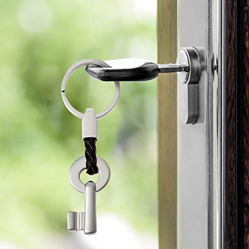 WINOMO Llavero de los Pares Llavero de Cuero Creativo Regalo de Cerradura Dominante Anillo(Plata)