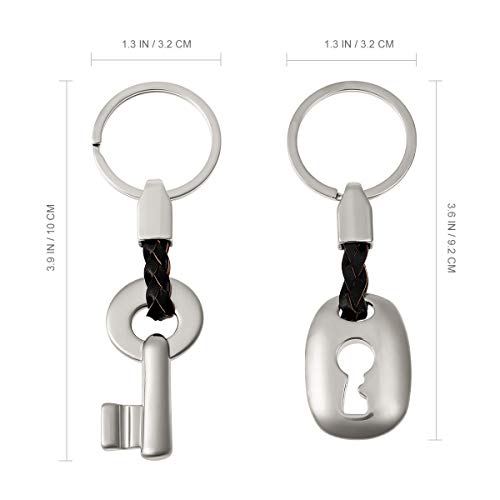 WINOMO Llavero de los Pares Llavero de Cuero Creativo Regalo de Cerradura Dominante Anillo(Plata)