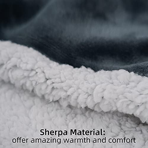 Winthome Manta acogedora con Mangas, Manta Sherpa Warm con Mangas y Bolsillo, Manta Hugz de 140x180 cm para Mujeres Adultas Unisex (Gris)