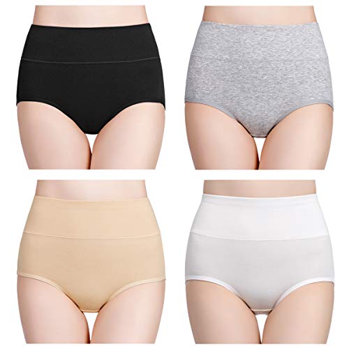 wirarpa Bragas Mujer Algodón Talle Alto 4 Pack Multicolor Talla M