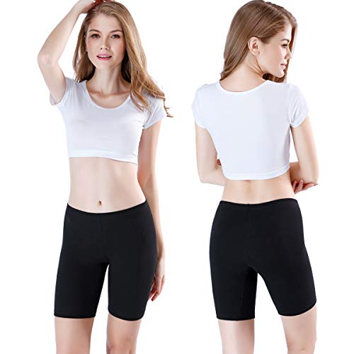 wirarpa Shorts Leggings Pantalon Cortos Algodon Mujer 3 Pack Cintura Alta Bragas Seguridad Boxer Mujer Tallas Grandes Negro M
