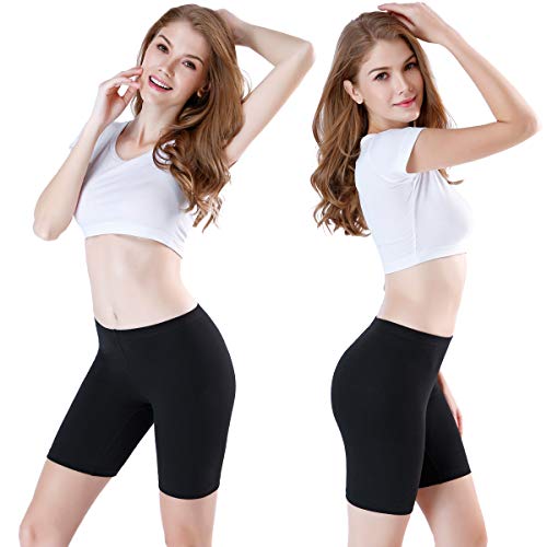 wirarpa Shorts Leggings Pantalon Cortos Algodon Mujer 3 Pack Cintura Alta Bragas Seguridad Boxer Mujer Tallas Grandes Negro M