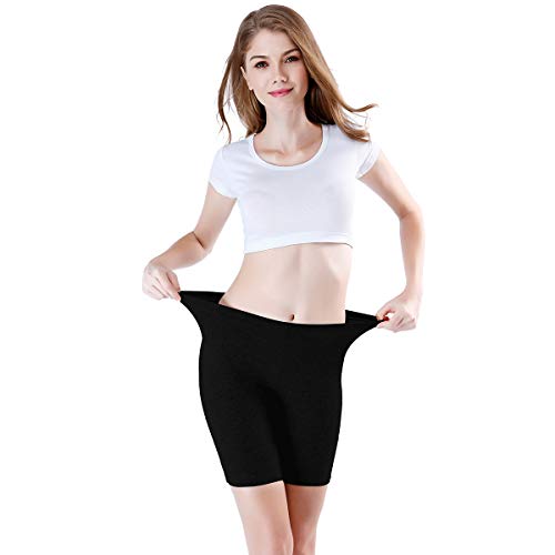 wirarpa Shorts Leggings Pantalon Cortos Algodon Mujer 3 Pack Cintura Alta Bragas Seguridad Boxer Mujer Tallas Grandes Negro M