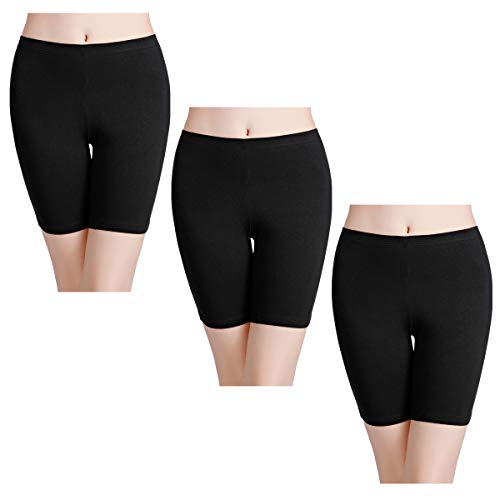 wirarpa Shorts Leggings Pantalon Cortos Algodon Mujer 3 Pack Cintura Alta Bragas Seguridad Boxer Mujer Tallas Grandes Negro M