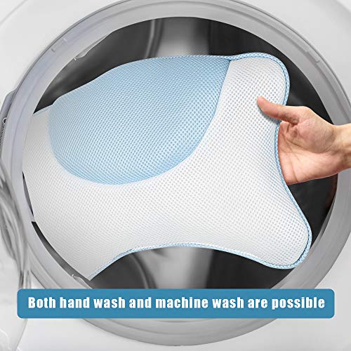 Wishstar Almohada BañEra,Cojin BañEra con 4 Ventosas,Reposacabezas BañEra Antideslizante,Bathroom Accessories para Baño Relajante,Hidromasaje(Azul)