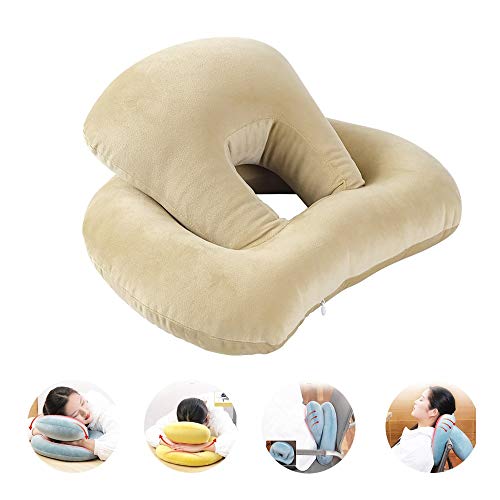 WJP Oficina Almohada, Almohada de Viaje, el Dolor de Cuello ortopédico Almohada, Almohada for Cuello ergonómico, for Que Duermen de Lado, Desmontable Lavable Funda de Almohada (Color : Olive Green)
