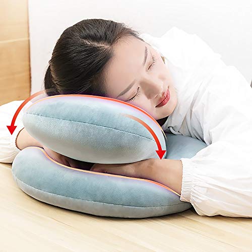 WJP Oficina Almohada, Almohada de Viaje, el Dolor de Cuello ortopédico Almohada, Almohada for Cuello ergonómico, for Que Duermen de Lado, Desmontable Lavable Funda de Almohada (Color : Olive Green)