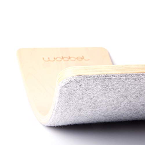 Wobbel Starter Balanceboard Transparant lacquered with Light Grey felt Yogaboard 70 cm