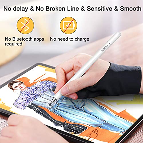 WOEOA Lápiz Stylus Capacitivo Universal, 2PCS Stylus Pen Bolígrafos Digitales para Pantalla Táctil Ipads,iPad Mini,Samsung,Teléfonos móviles,Smartphones,Tabletas,con Dibujo Guante,4 Replacement nibs