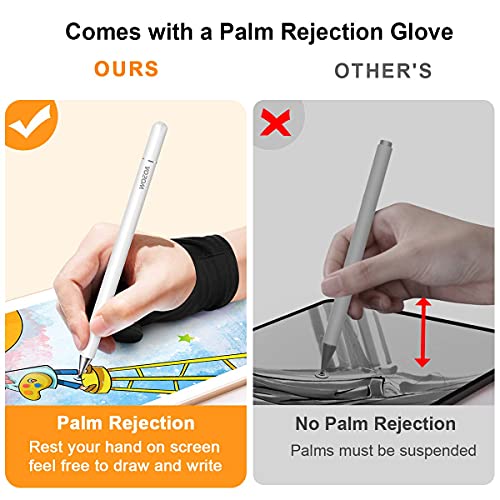 WOEOA Lápiz Stylus Capacitivo Universal, 2PCS Stylus Pen Bolígrafos Digitales para Pantalla Táctil Ipads,iPad Mini,Samsung,Teléfonos móviles,Smartphones,Tabletas,con Dibujo Guante,4 Replacement nibs