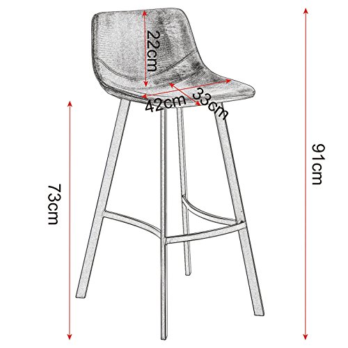WOLTU 4 Set de Taburetes Bar Taburete Design Silla Imitación Cuero Acero marrón BH79br-4