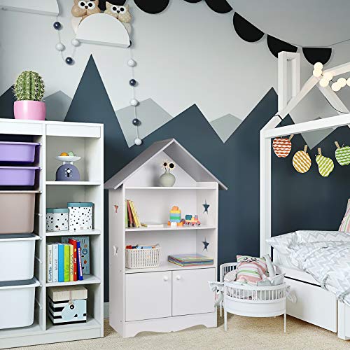 WOLTU Librería Infantil para Niños con 3 Estanterías Abiertos, Librero Infantil para Habitación Organizador Multiusos, Estante de Libreria para Dormitorio Blanca KR006