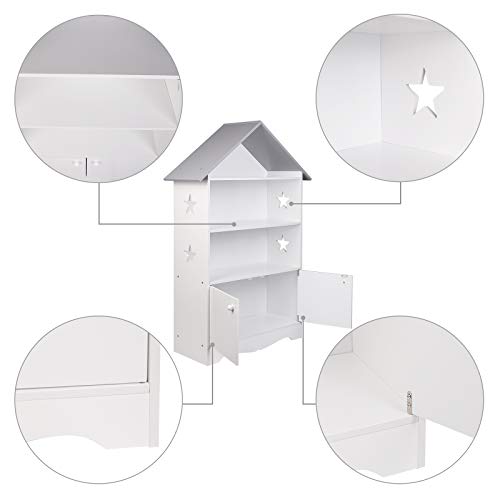 WOLTU Librería Infantil para Niños con 3 Estanterías Abiertos, Librero Infantil para Habitación Organizador Multiusos, Estante de Libreria para Dormitorio Blanca KR006