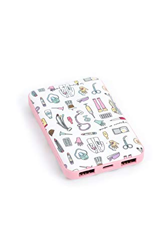 Wondee Global Brands Services Power Bank de 5.000 mAh con diseño de Enfermera en Apuro; Utensilios de enfermería sobre Fondo Blanco; Capacidad de 2 a 3 Cargas y Dos Puertos USB